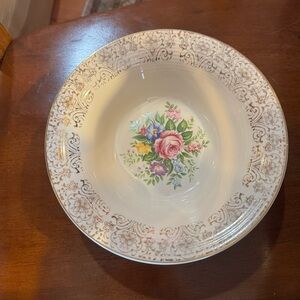 Triumph Limoges Bowl with Floral Design 22k Gold